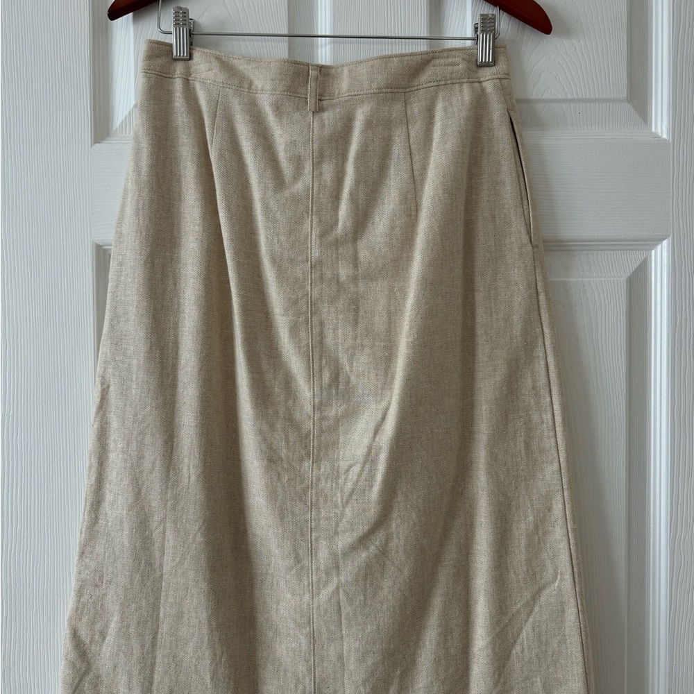 Banana Republic Beige Midi Linen Skirt